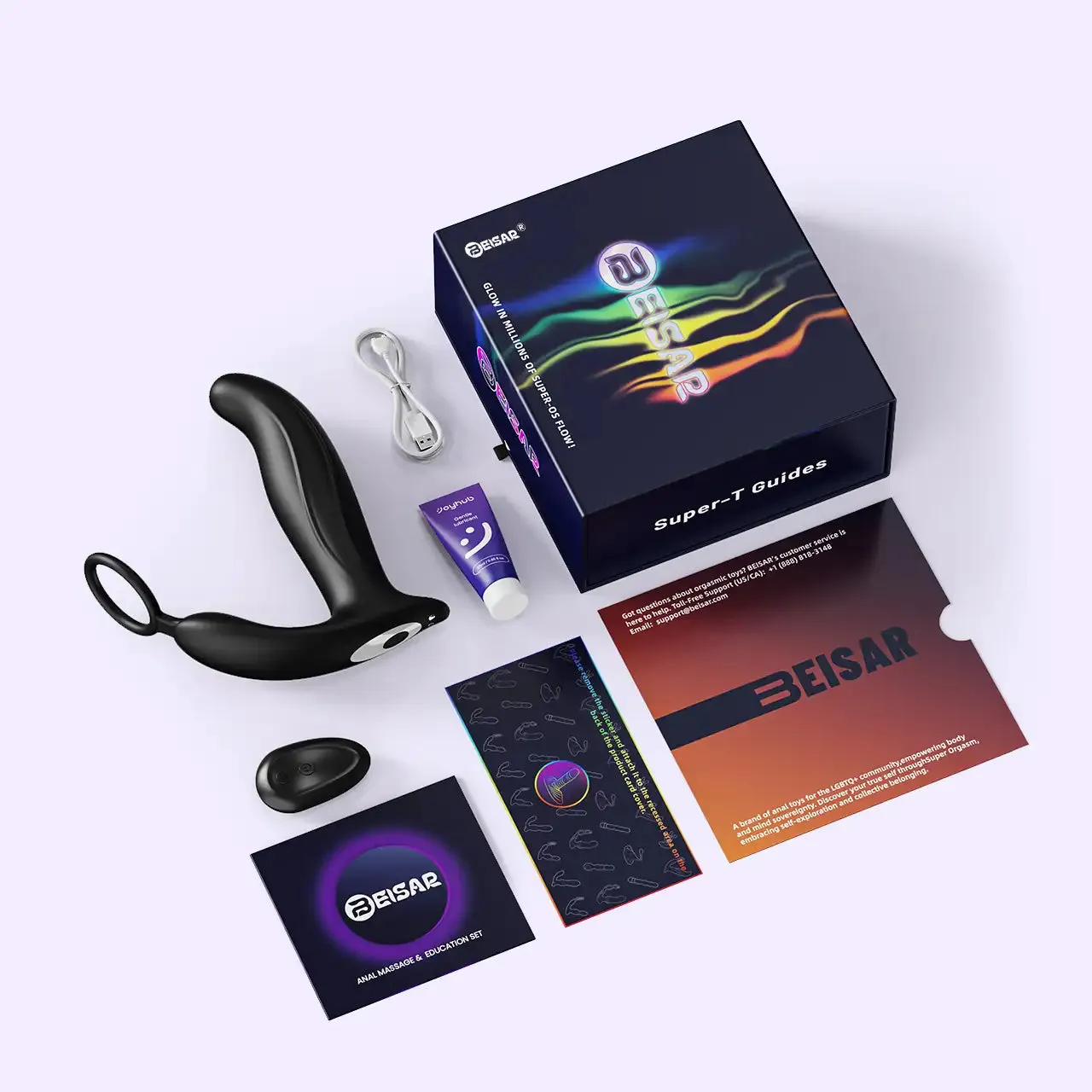 Beisar Pau anale vibrator zwart draaiend stotend
