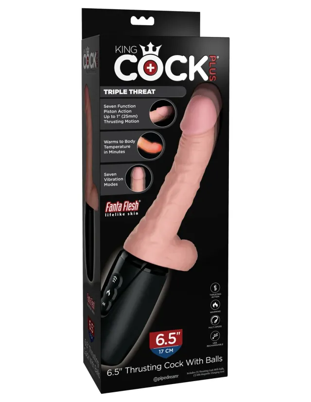 Pipedream King Cock Plus 6.5" Thrusting Cock vibrator licht