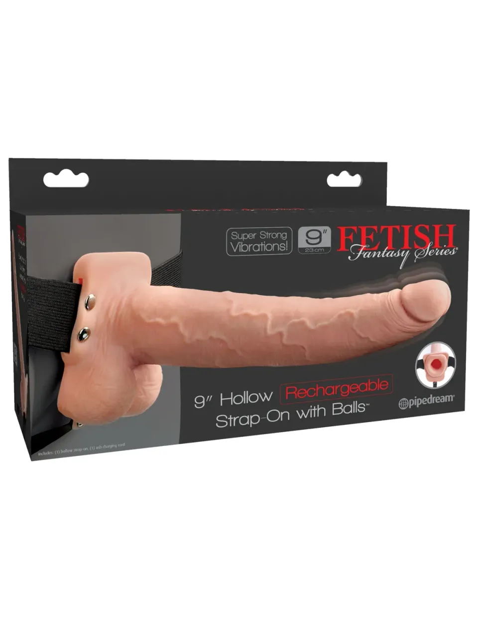 Pipedream Fetish Fantasy 9 Hollow Strap-On vibrerend hol