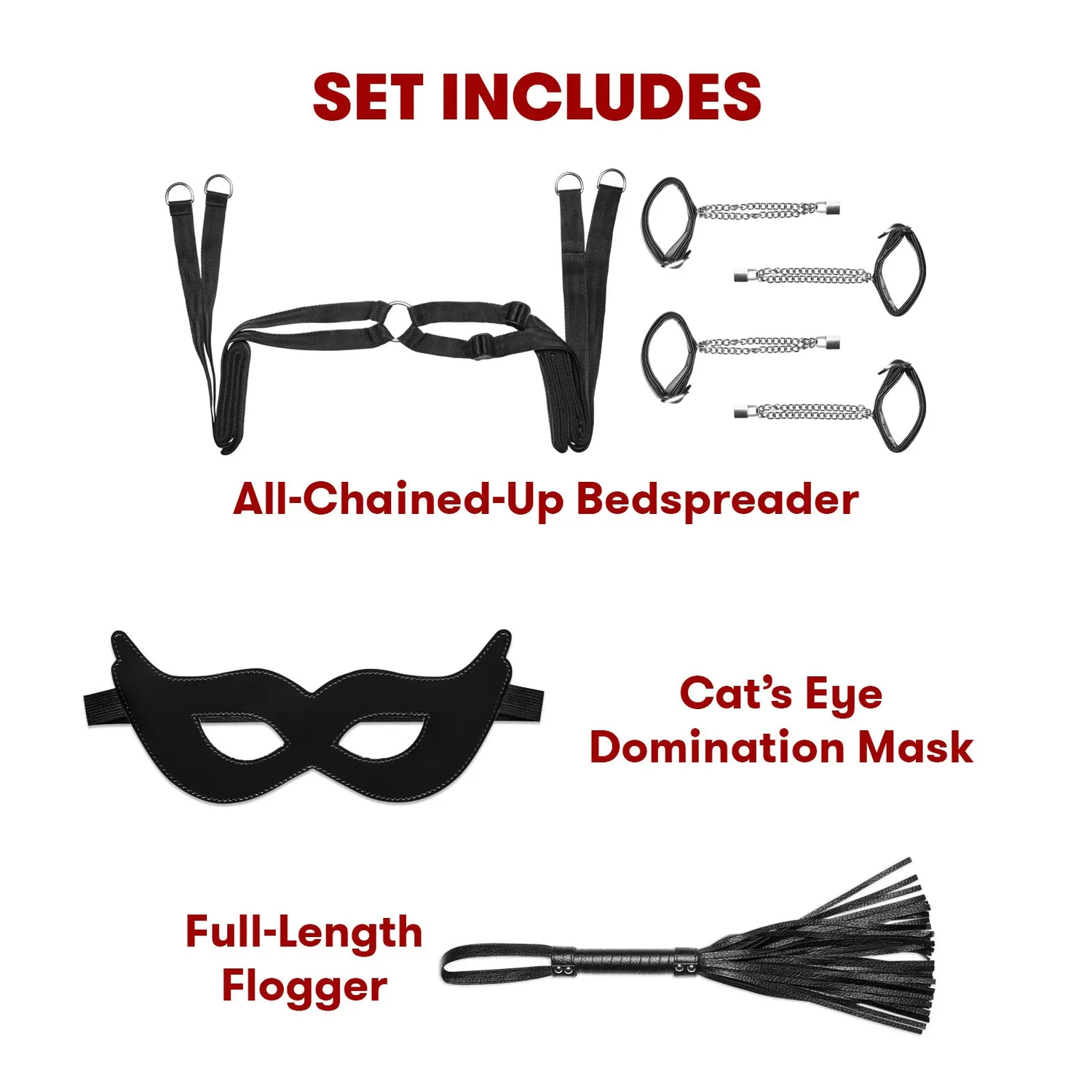 Lux Fetish Chain-Me-Up bed restraint set 6-delig zwart