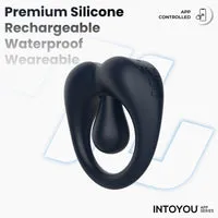 Intoyou Kenny vibrerende cockring donkerblauw met app