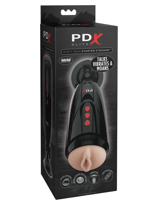 PDX Elite Dirty Talk vibrerende masturbator Fanta Flesh starter