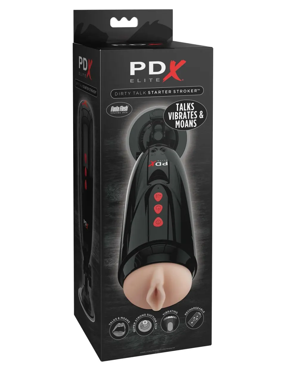 PDX Elite Dirty Talk vibrerende masturbator Fanta Flesh starter