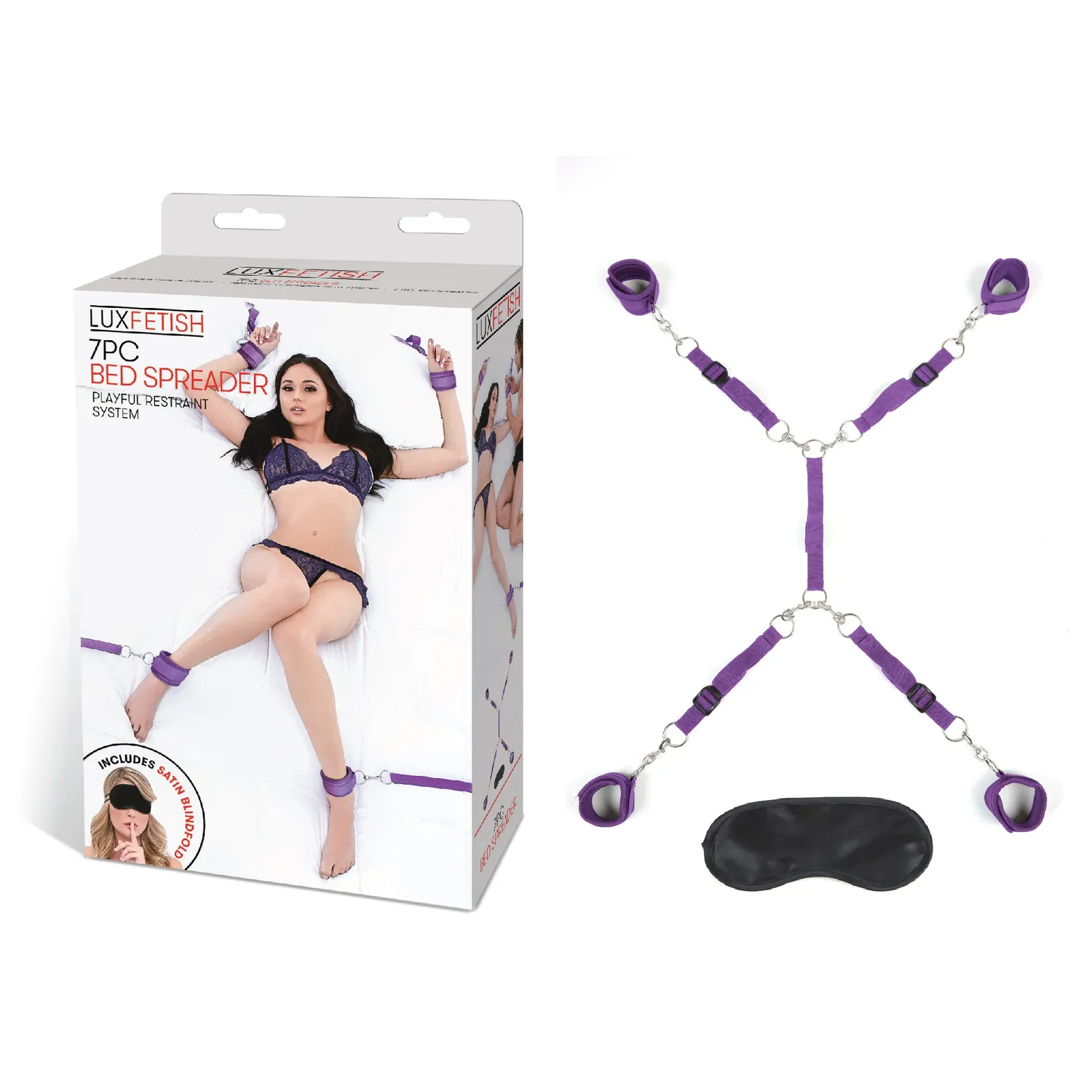 Lux Fetish Bedspreader spreidset 7-delig paars neopreen