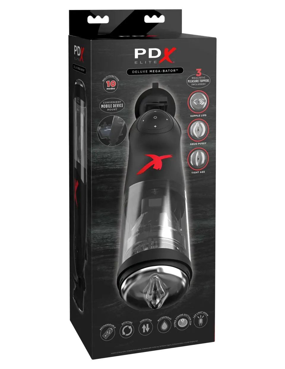 PDX Elite Deluxe Mega-Bator masturbator roterend thrusting 3 tops
