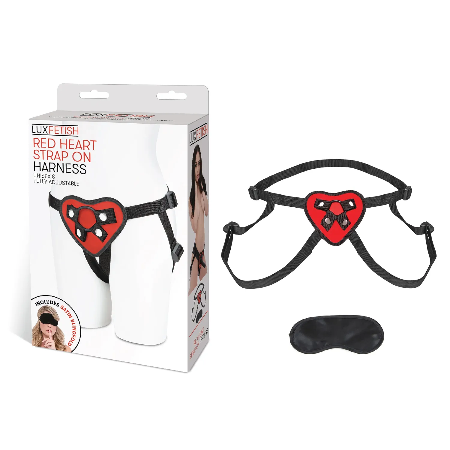Lux Fetish Red Heart strap-on harnas verstelbaar