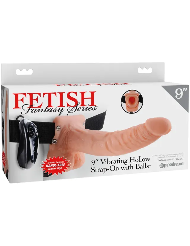 Pipedream Fetish Fantasy 9 Vibrating Hollow Strap-On dildo zwart
