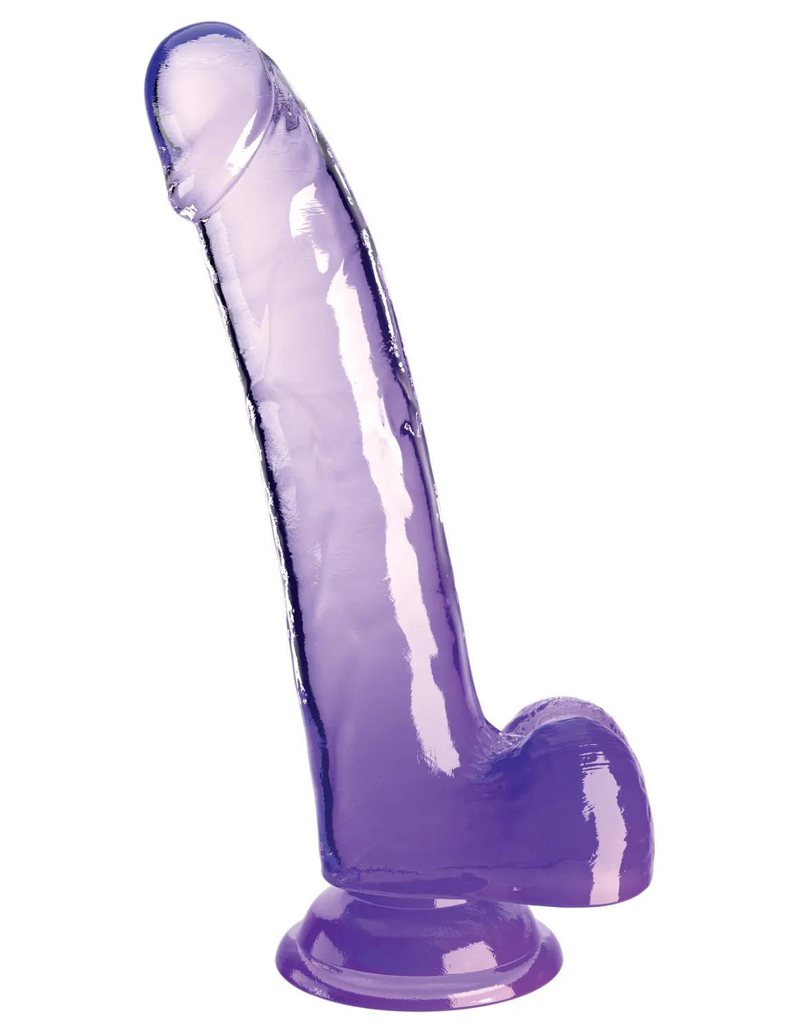 Pipedream King Cock Clear 9 inch dildo met ballen paars