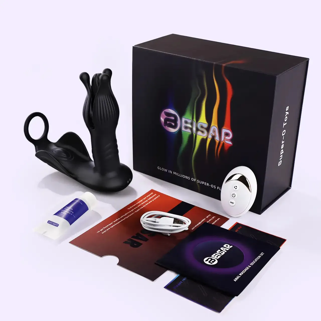 Beisar Pixel cockring anale vibrator zwart