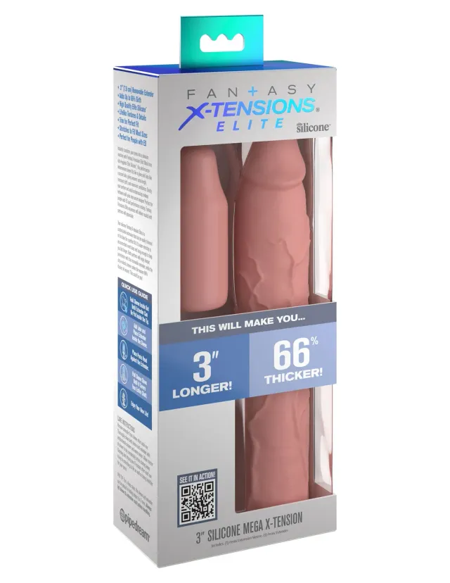 Pipedream Fantasy X-Tensions Elite Mega X-Tension 3 inch siliconen penishoess