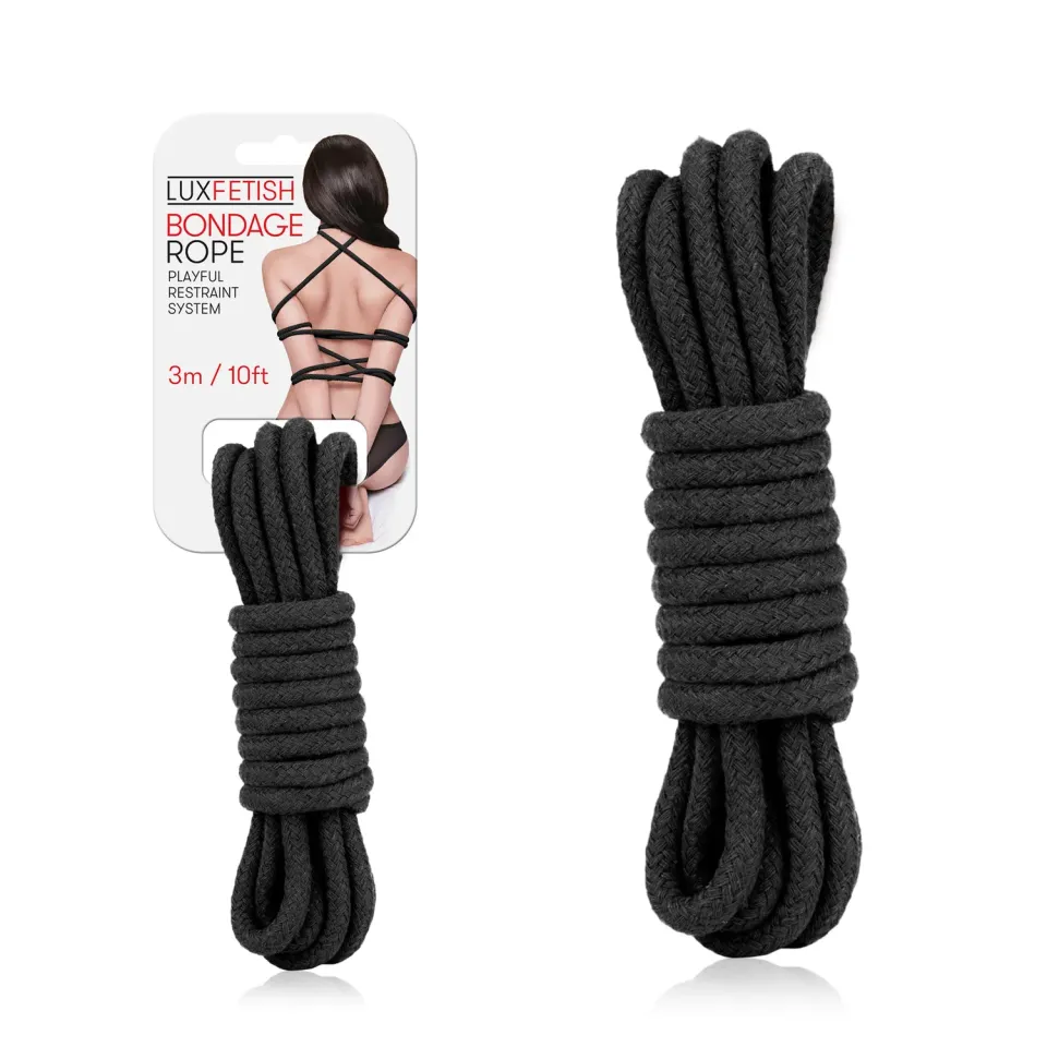 Lux Fetish Bondage Rope bondagetouw 3m zwart katoen