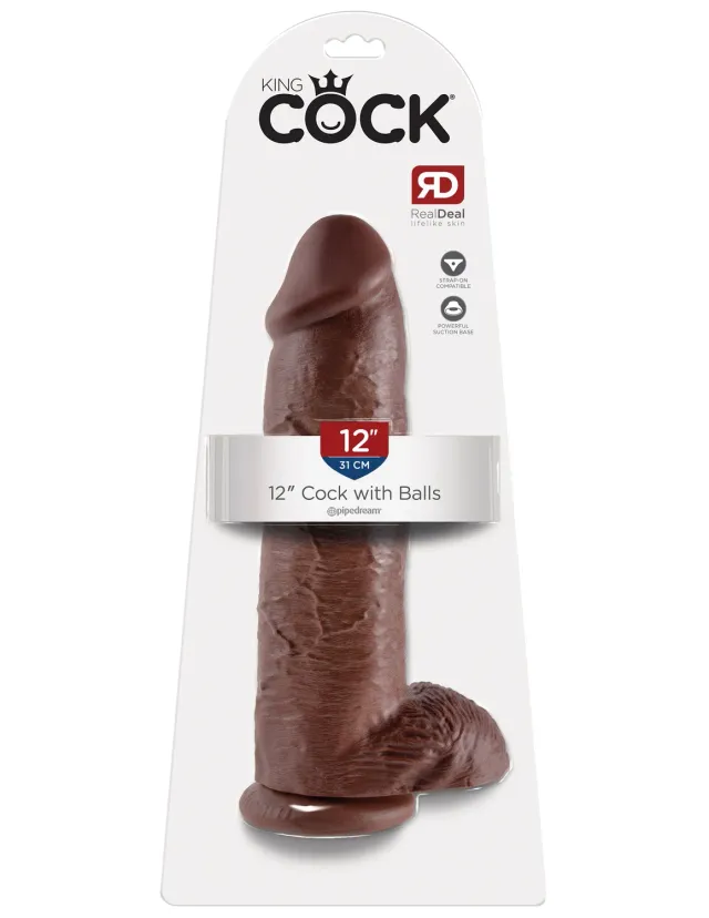 Pipedream King Cock 12 Inch Dildo met Ballen bruin realistisch