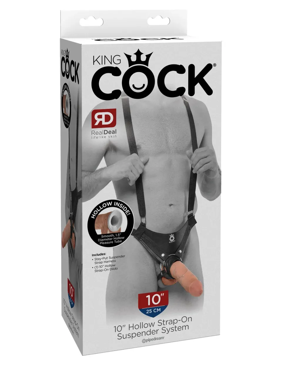 Pipedream King Cock 10" Hollow Strap-On voorbinddildo met harnas