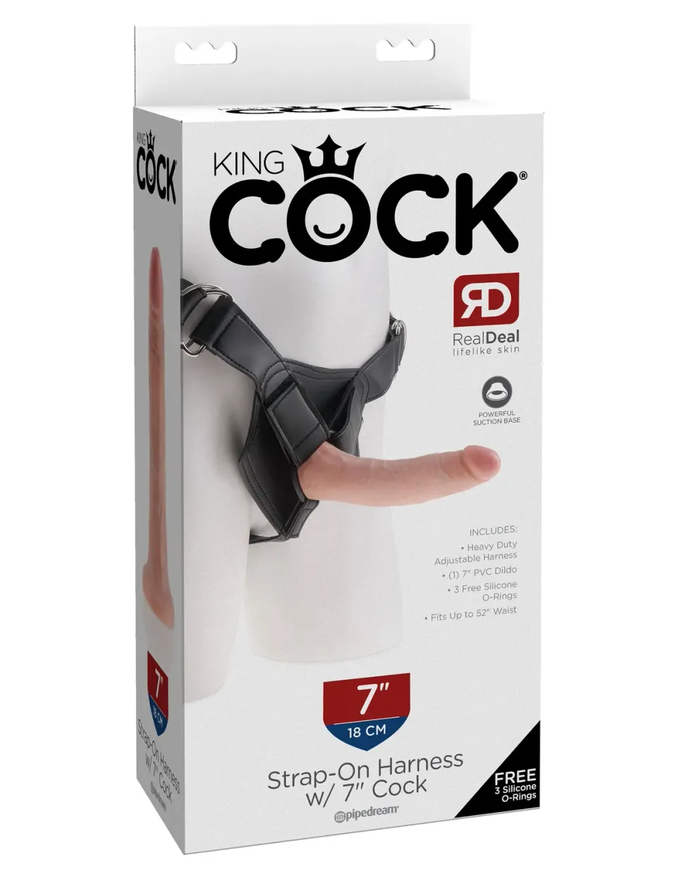 Pipedream King Cock 7 inch voorbinddildo met harnas licht