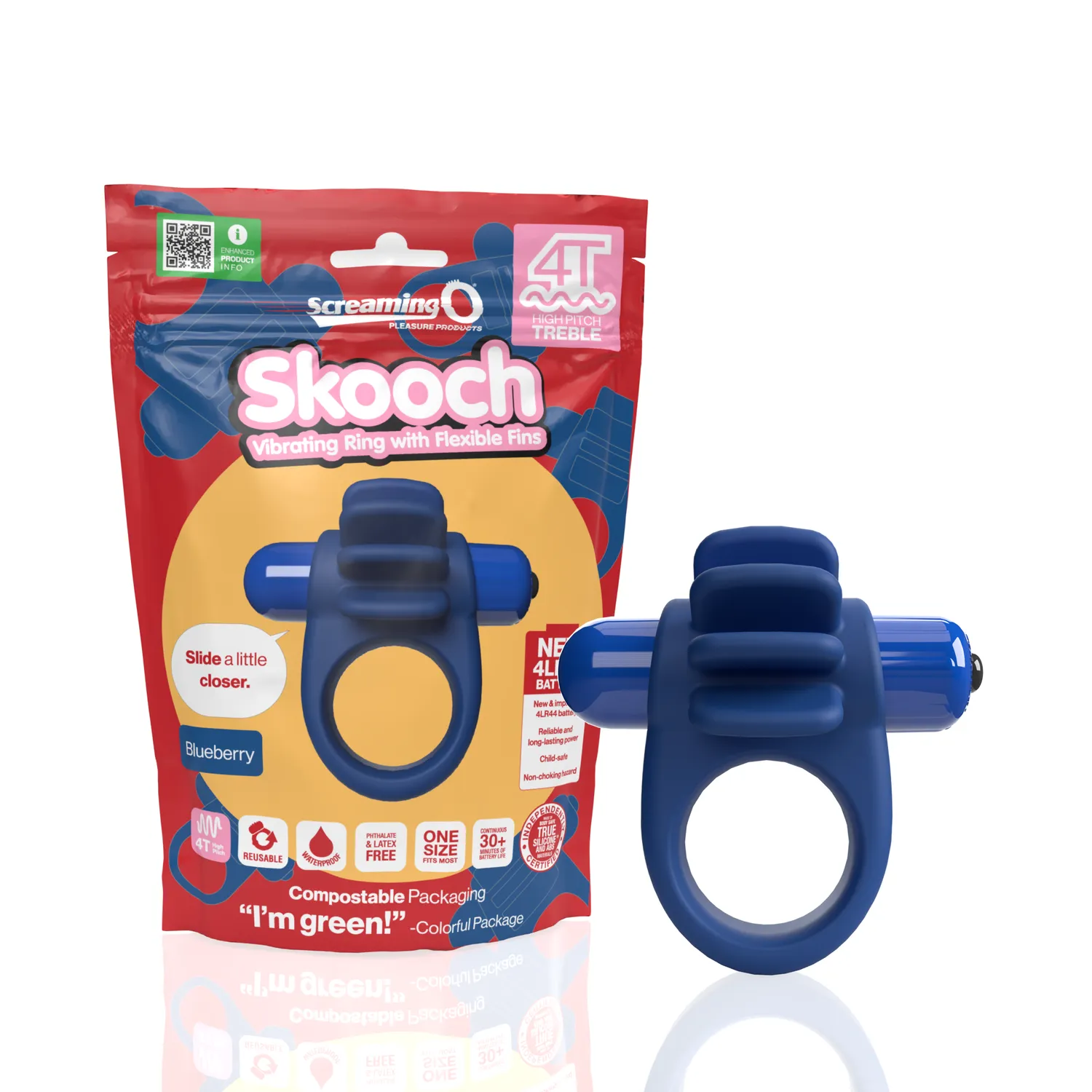 Screaming O Skooch 4T vibrerende cockring bosbes siliconen