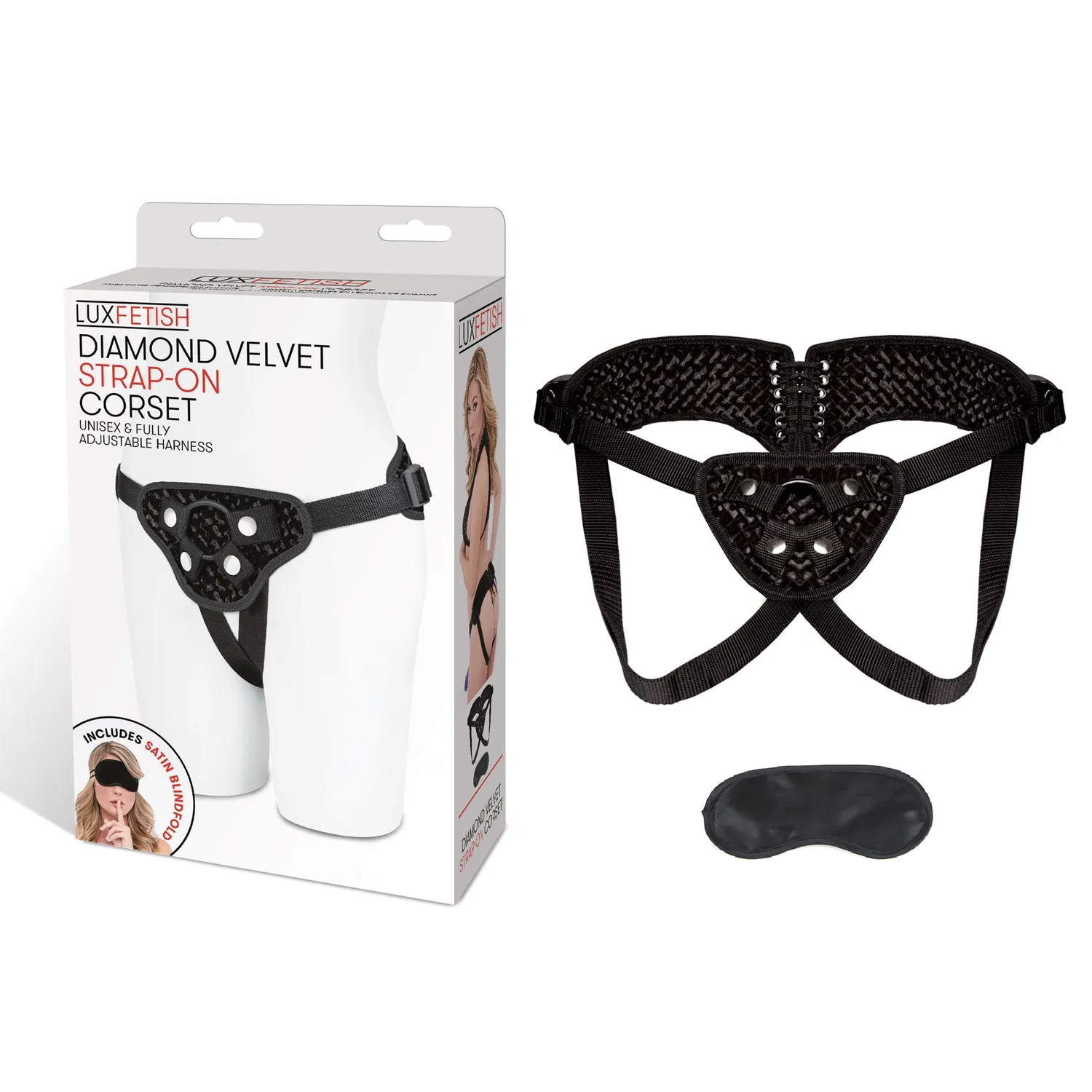 Lux Fetish Diamond Velvet Strap-On harnas fluweel