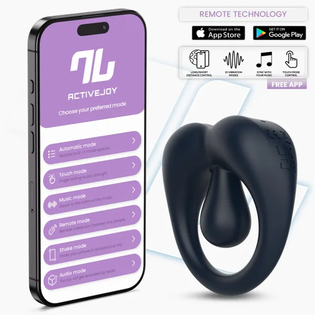 Intoyou Kenny vibrerende cockring donkerblauw met app
