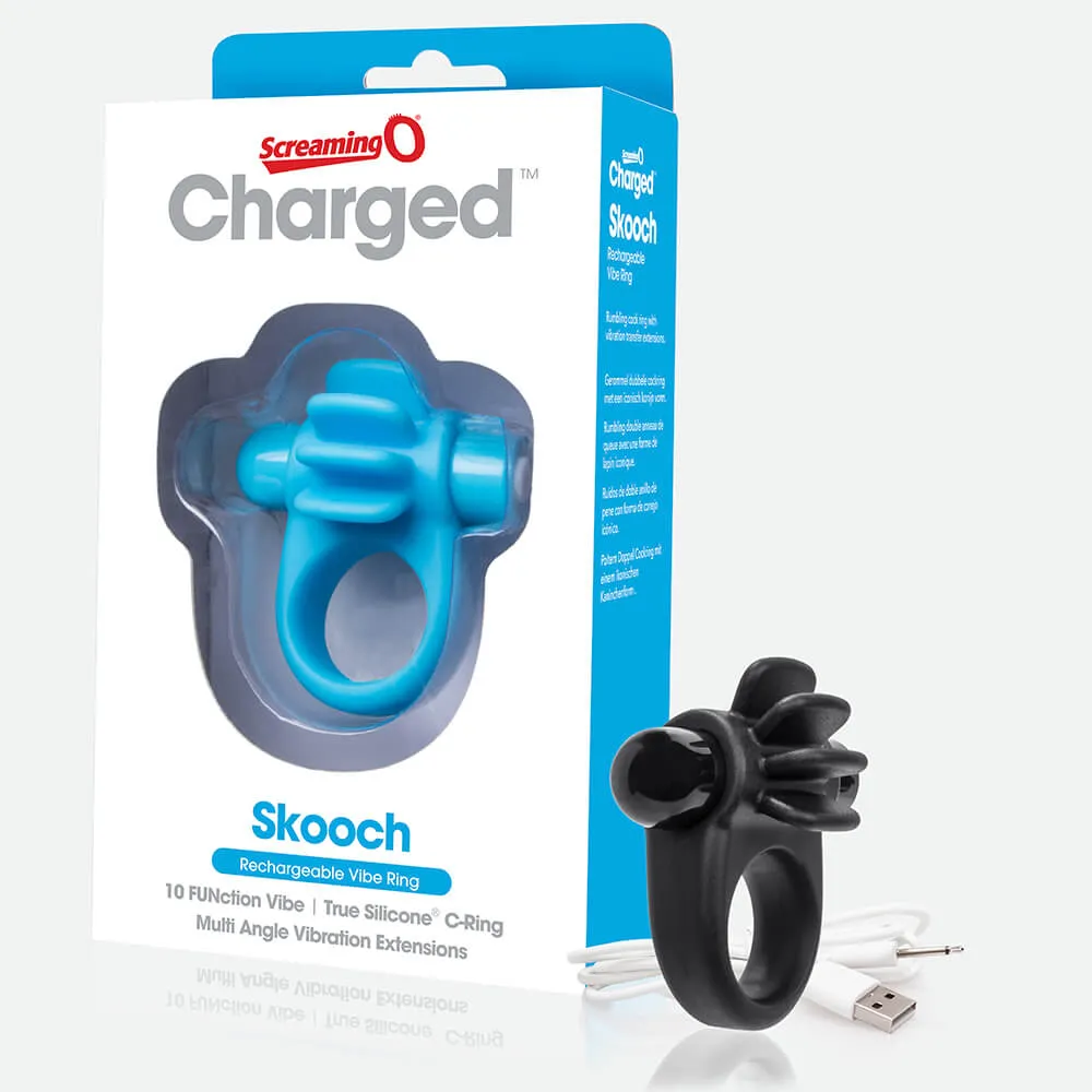 Screaming O Charged Skooch vibrerende cockring zwart geribbeld