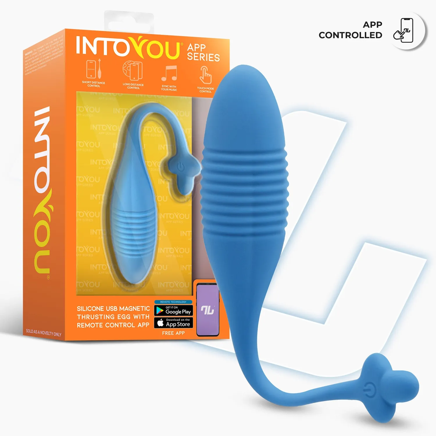 Intoyou Thrusting vibrerend ei blauw met appbediening