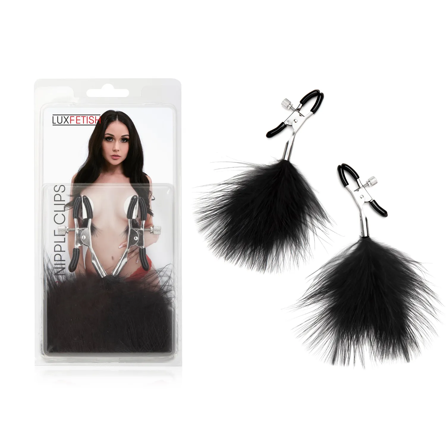 Lux Fetish Feather Tepelklemmen Metaal Met Veren