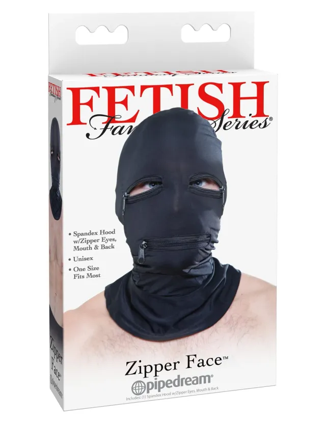Pipedream Fetish Fantasy Zipper Face hood met rits zwart