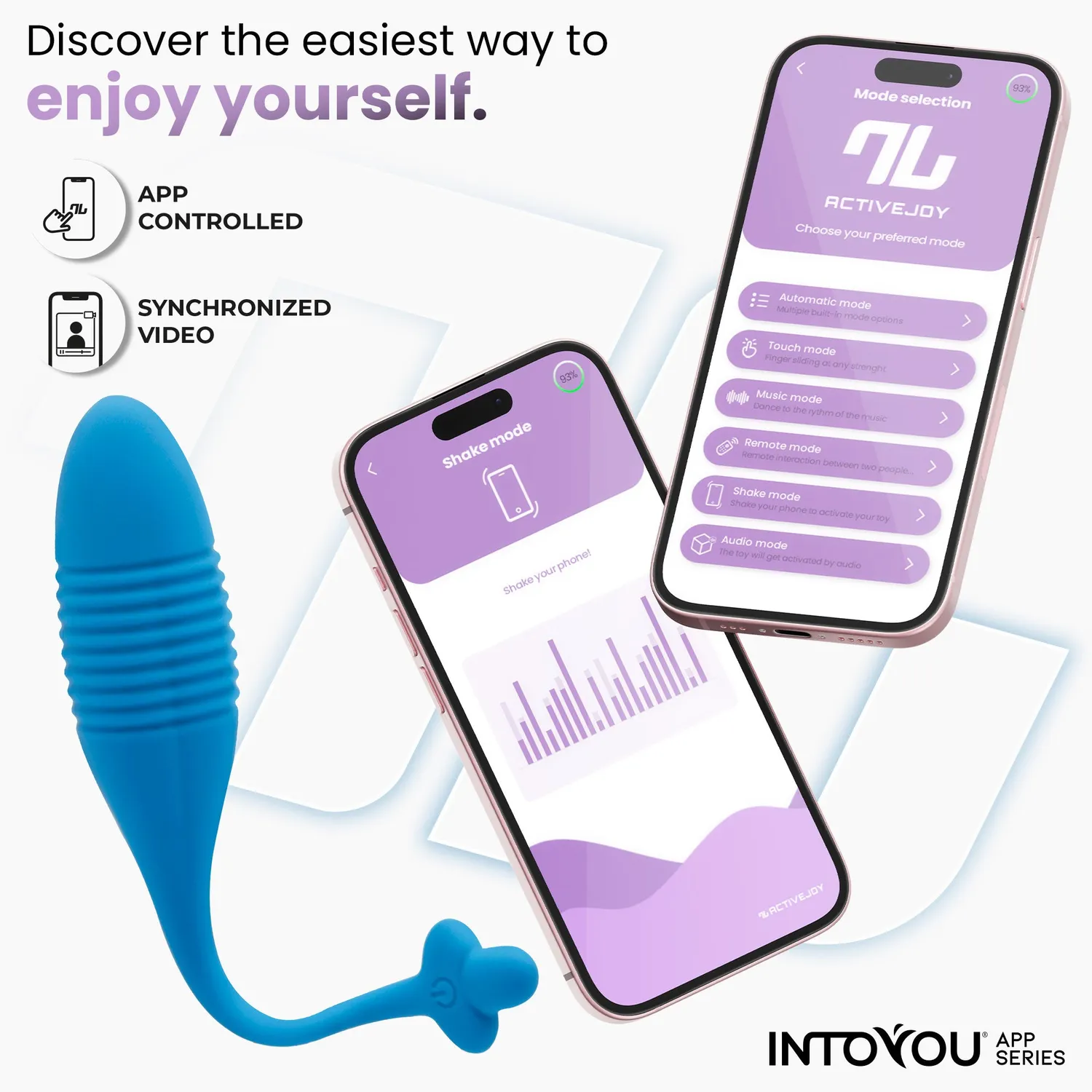Intoyou Thrusting vibrerend ei blauw met appbediening