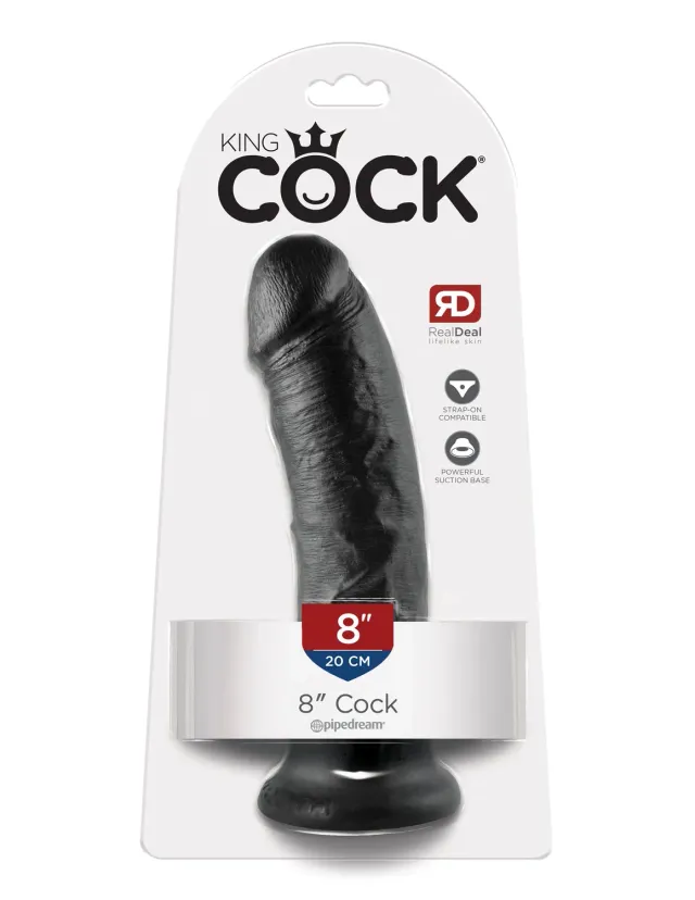 Pipedream King Cock 8" Cock dildo zwart met zuignap