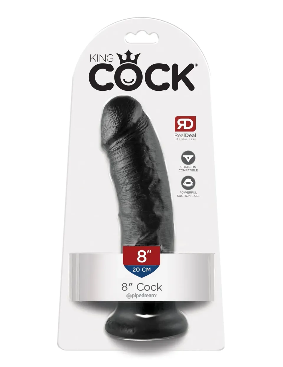 Pipedream King Cock 8" Cock dildo zwart met zuignap