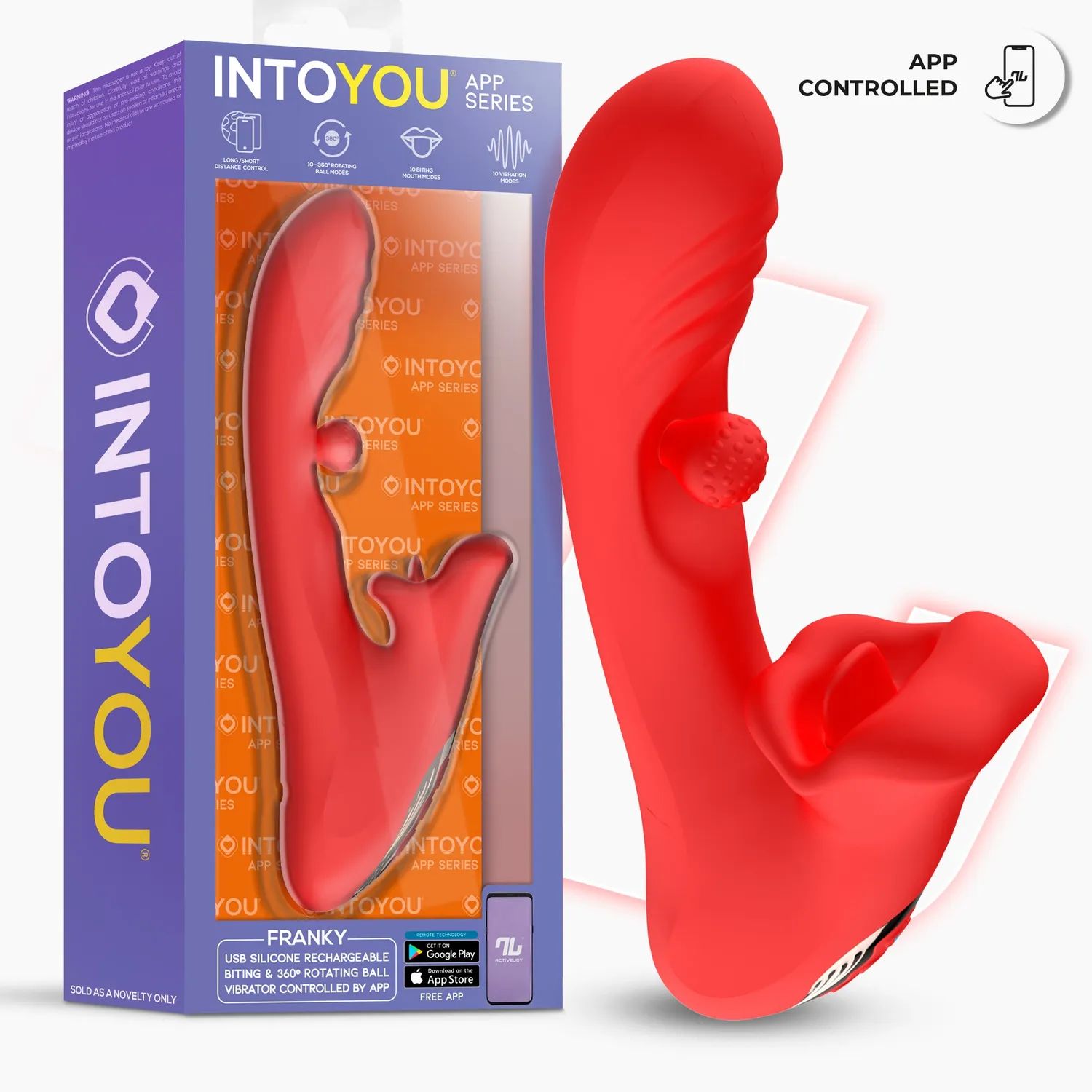 Intoyou Franky vibrator met biting en 360° bal en app