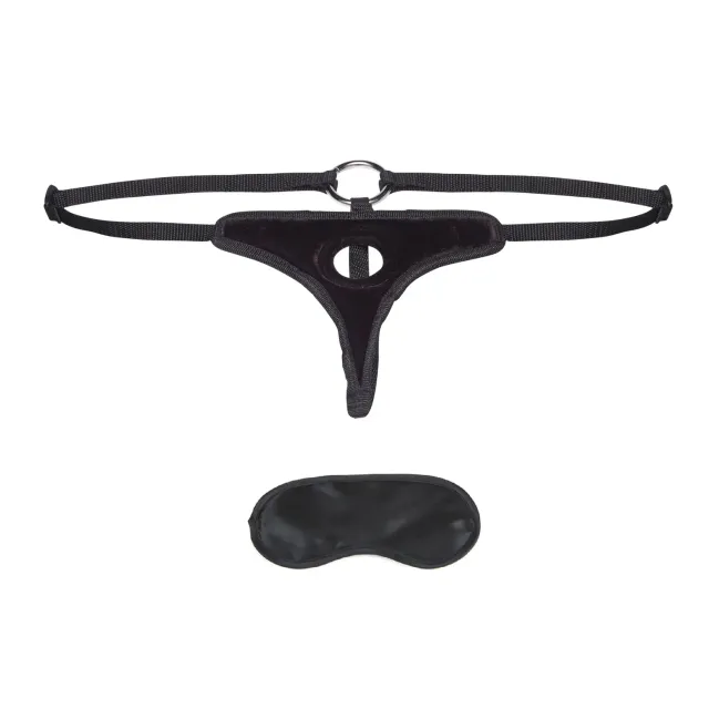 Lux Fetish Black Velvet Bikini strap-on harnas zacht
