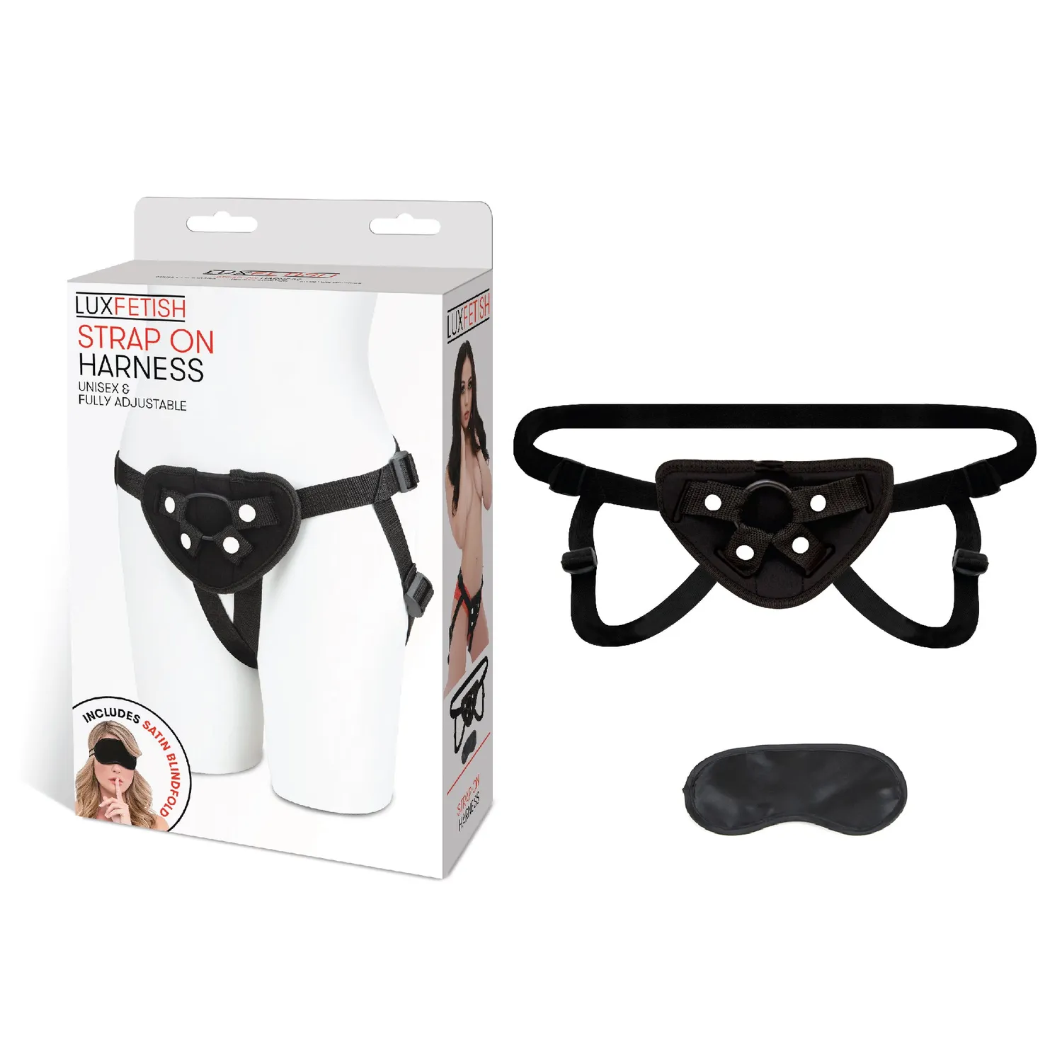 Lux Fetish Strap-On Harnas Zwart Verstelbaar met Ringen