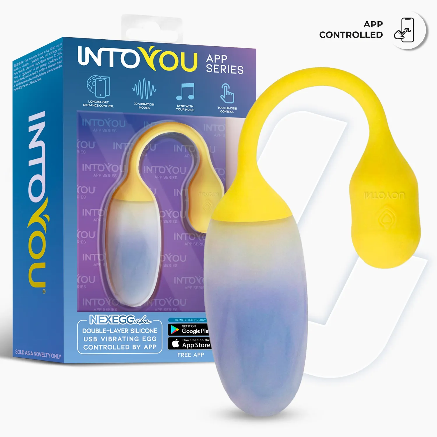 Intoyou NexEgg vibratie-ei geel-paars met app
