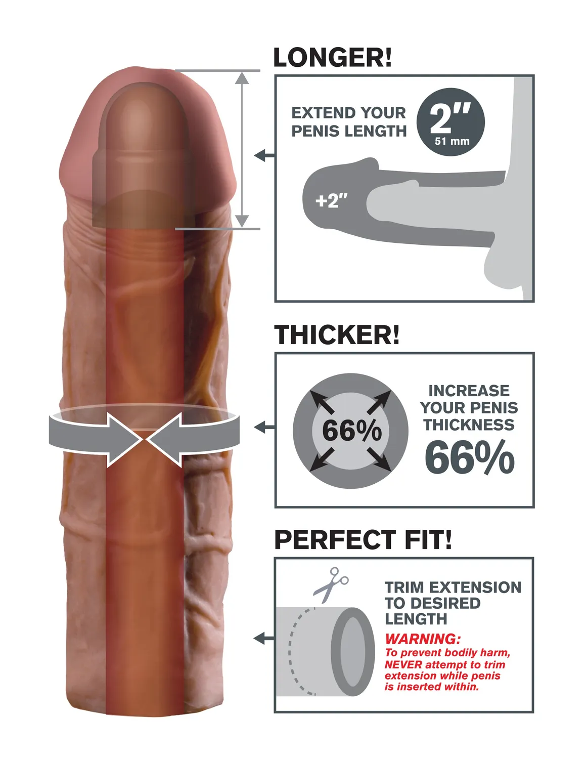 Pipedream Fantasy X-tensions Mega 2 penis sleeve 5 cm