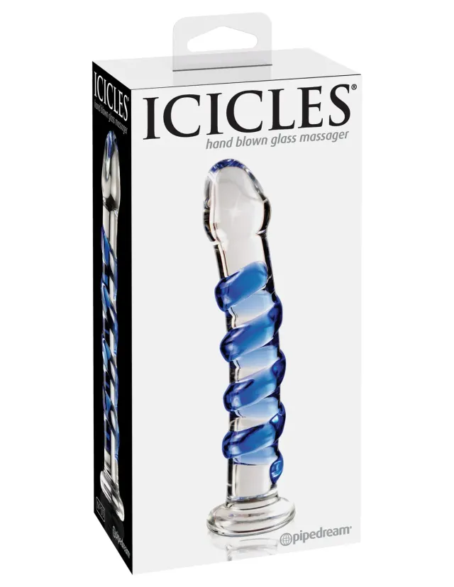 Pipedream Icicles No. 5 glazen dildo transparant blauw