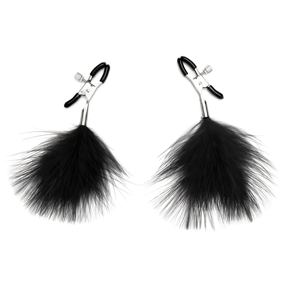 Lux Fetish Feather Tepelklemmen Metaal Met Veren