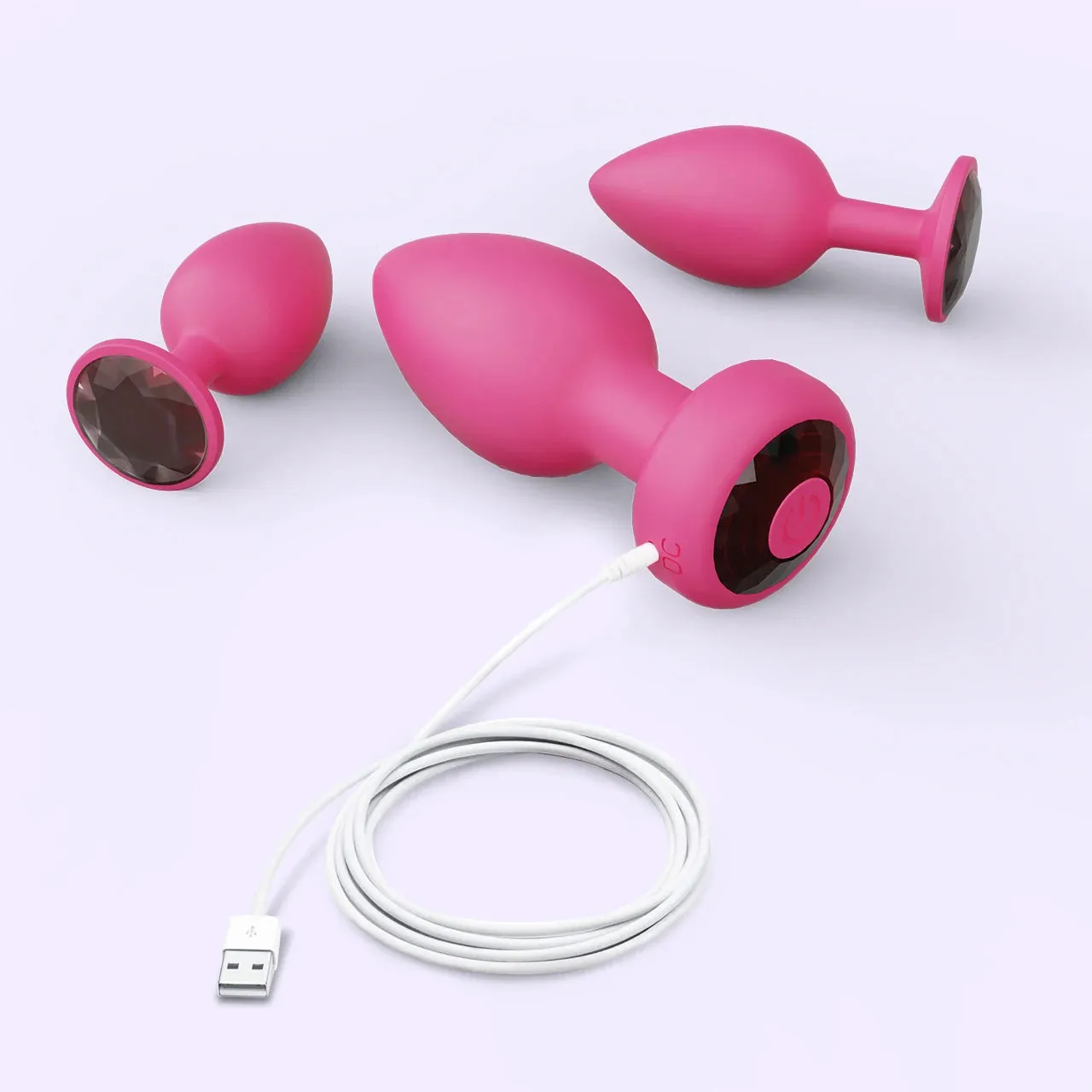 Beisar Peachy anaalplug set roze 3-delig vibrerend