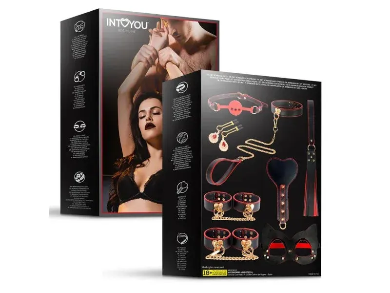 Intoyou BDSM Line bondageset 8-delig zwart-rood