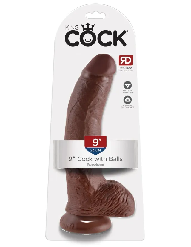 Pipedream King Cock 9 inch dildo met ballen bruin realistisch