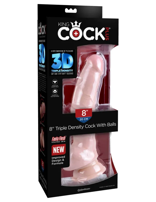Pipedream King Cock Plus 8 inch dildo triple density huid