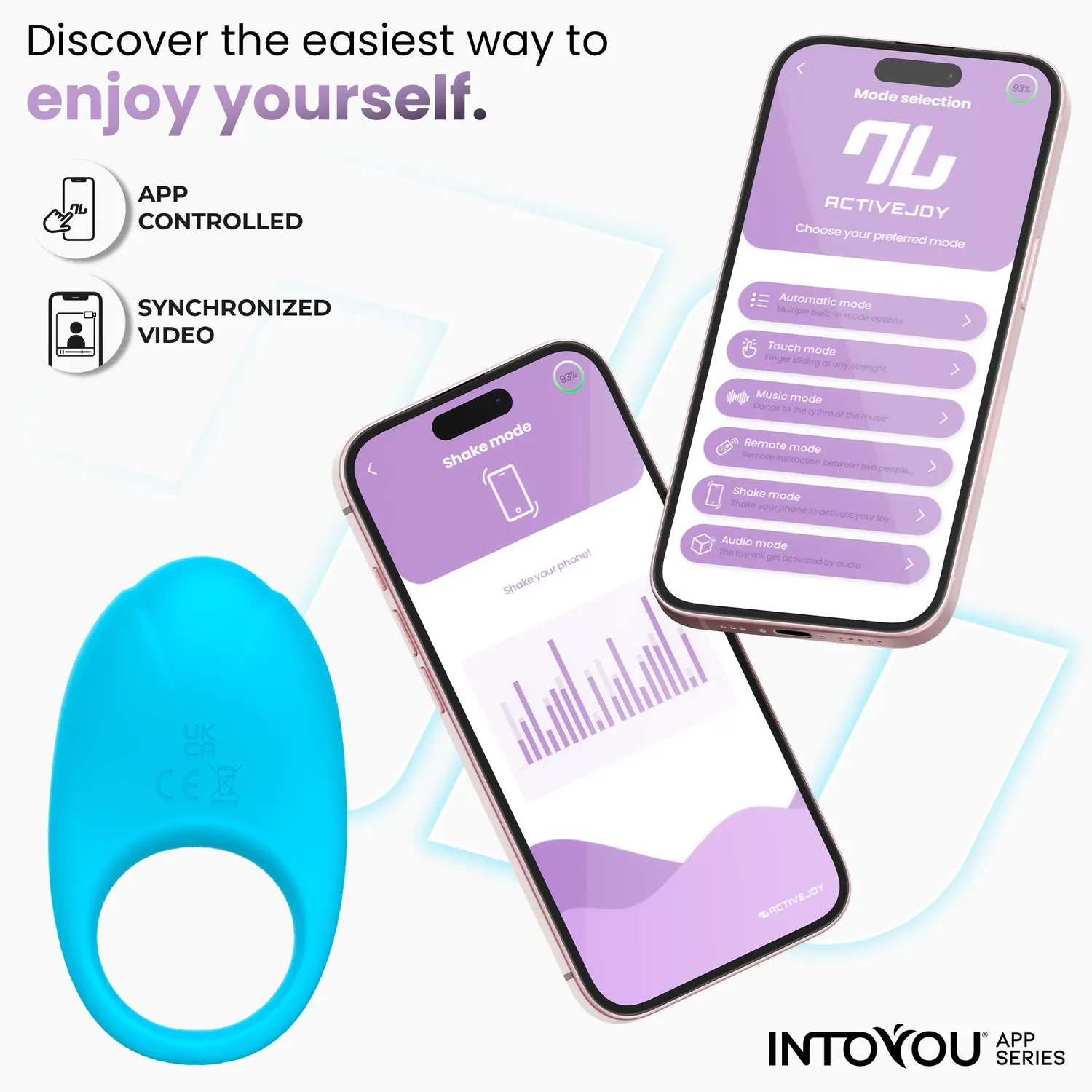 Intoyou Ringo cockring vibrerend blauw met app