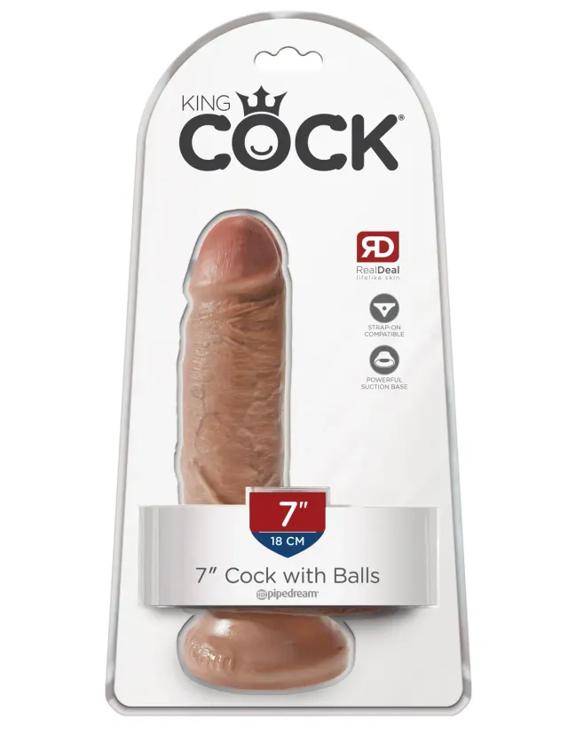Pipedream King Cock dildo 7 inch met ballen en zuignap huidskleur