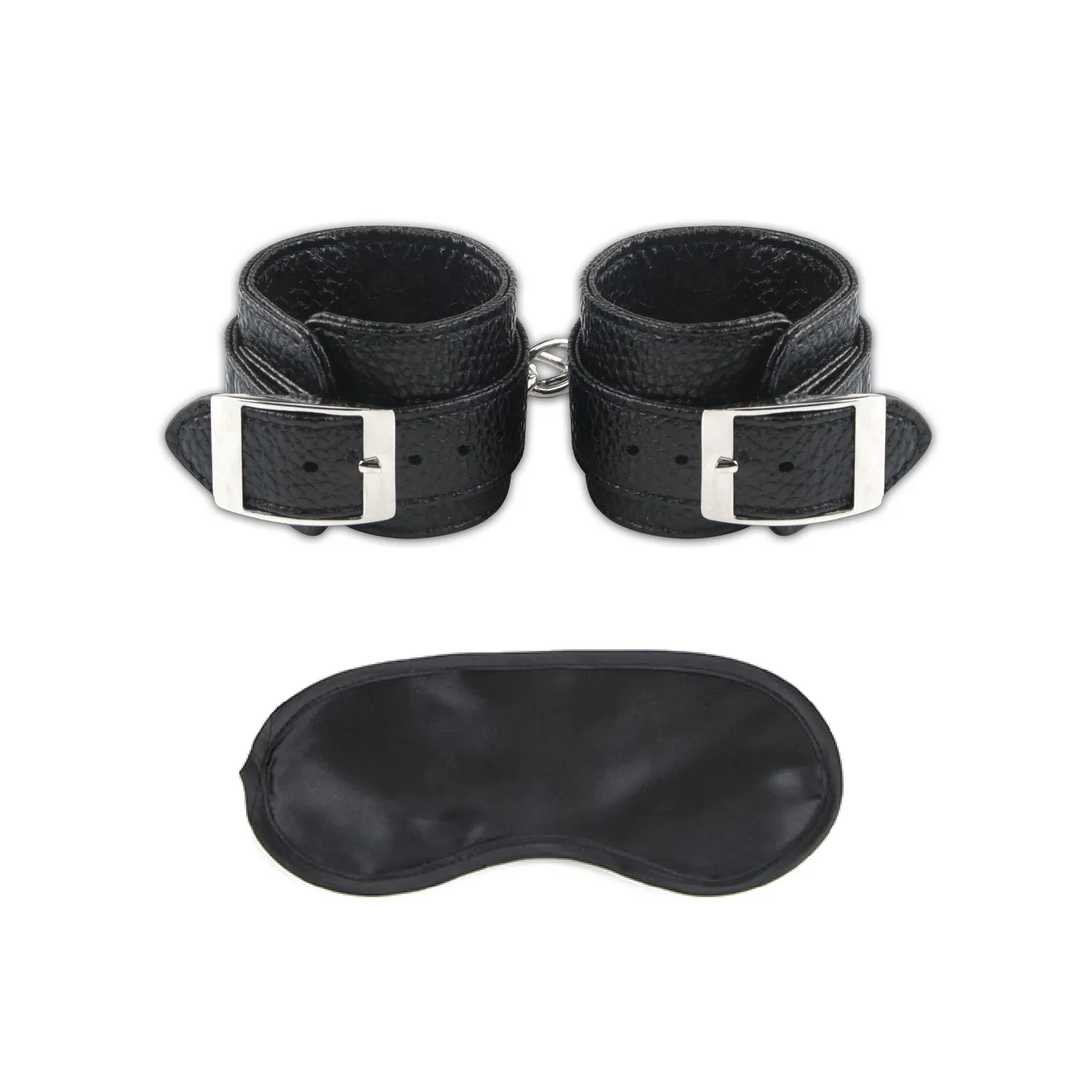 Lux Fetish Unisex Leather BDSM Kinky Cuffs handboeien met blinddoek