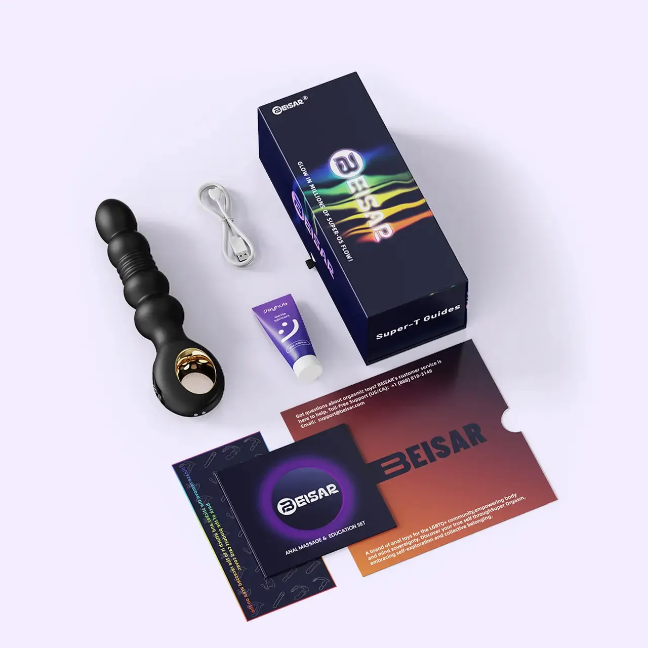 Beisar Potiphar vibrerende dildo zwart anal kralen
