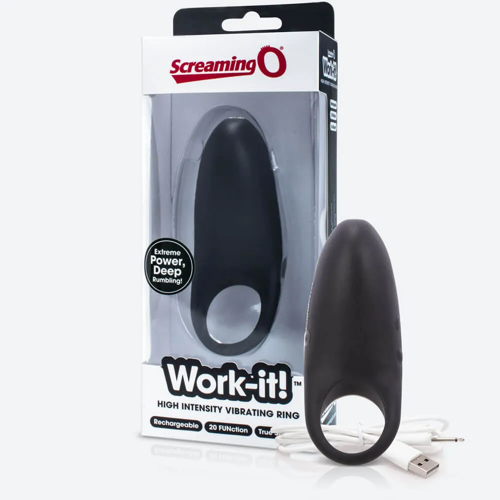 Screaming O Work-it Charged Ring vibrerende cockring zwart