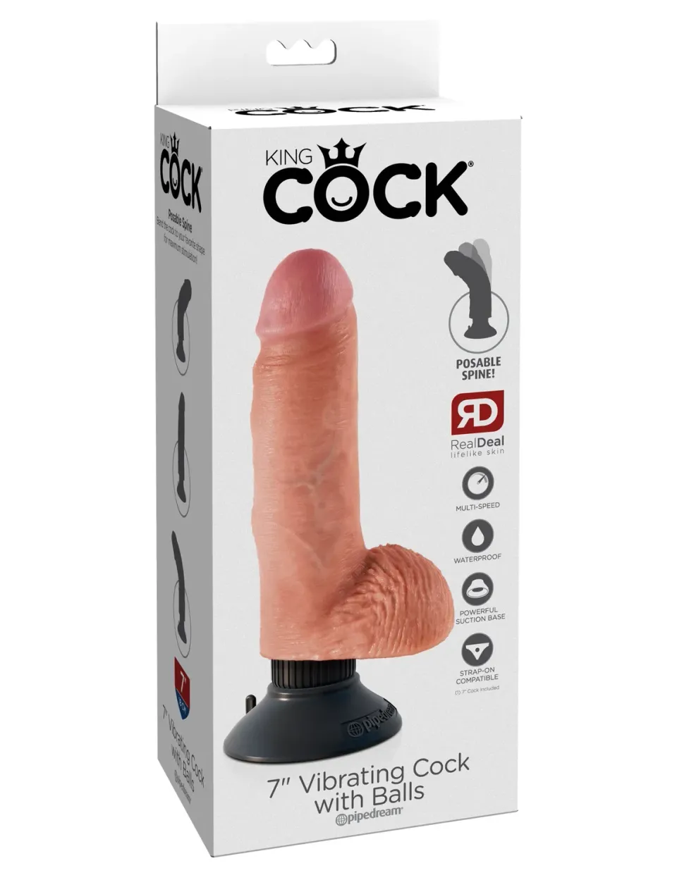 Pipedream King Cock 7 Vibrating Cock with Balls vibrator waterproof