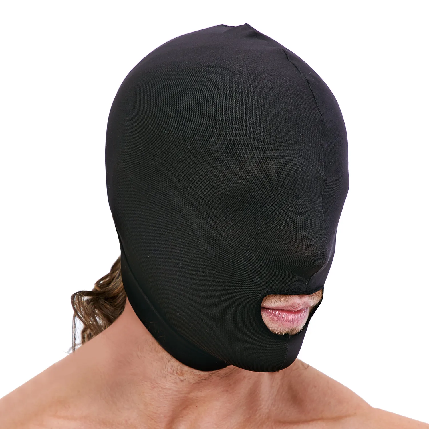 Lux Fetish Open Mouth Stretch Hood Masker Polyester