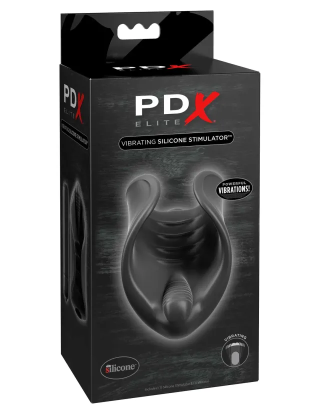 Pipedream PDX Elite Vibrating Silicone Stimulator Masturbator Zwart Geribbeld
