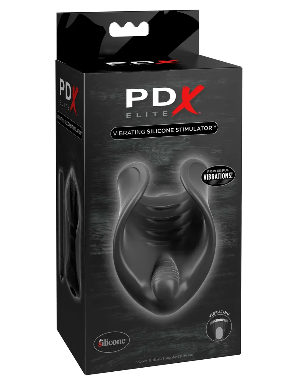 Pipedream PDX Elite Vibrating Silicone Stimulator Masturbator Zwart Geribbeld