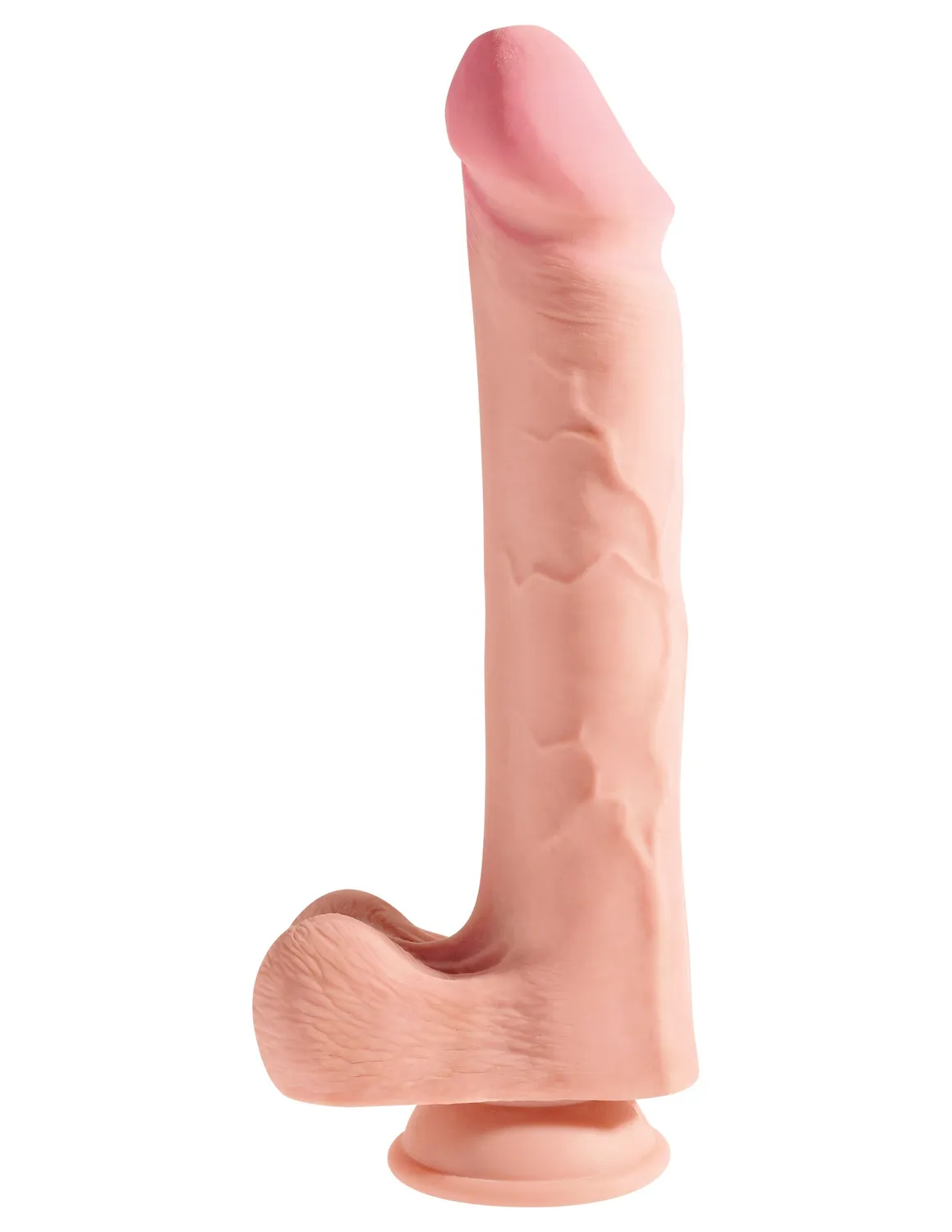 Pipedream King Cock Plus 12 Triple Density dildo met ballen licht