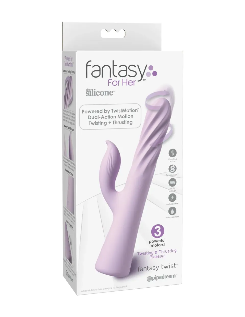 Pipedream Fantasy For Her Twist rabbit vibrator paars draaiend
